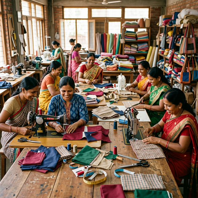 Artisans crafting in workshop